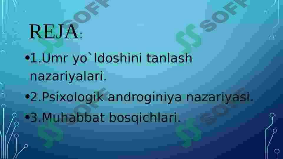 Umr yo’ldosh tanlash nazariyalari 2