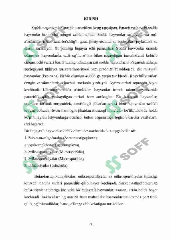 BIR HUJAYRALI PARAZITLAR VA ULARNI O’RGANISH 2