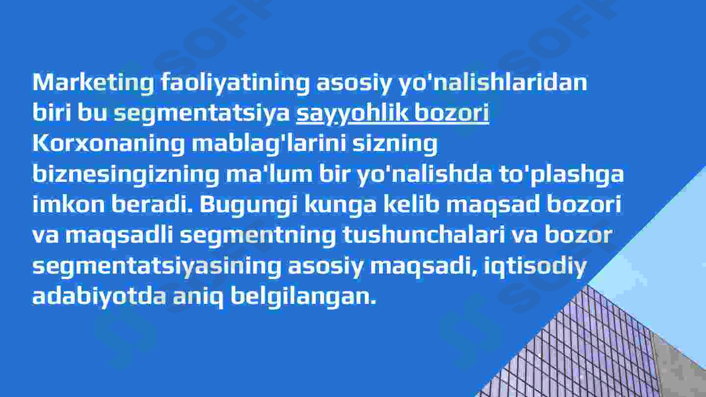Turizm bozorini segmentlash asoslari 2