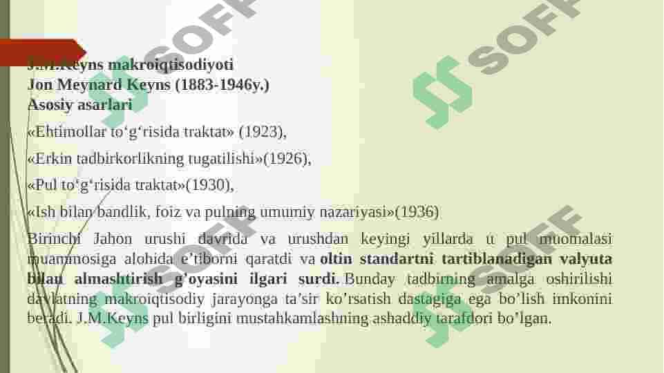 KEYNS VA KEYNSCHILIK TA’LIMOTI 2