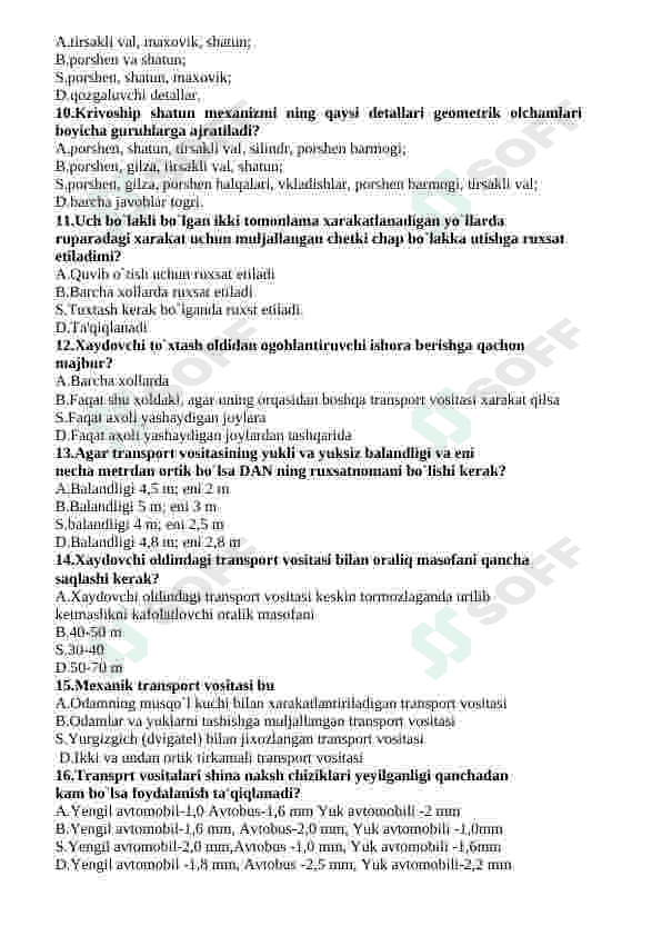 Avtomobil va yo'l harakati qoidalari 2