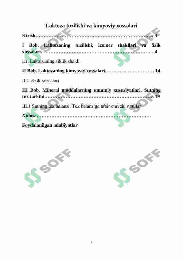 Laktoza tuzilishi va kimyoviy xossalari 2