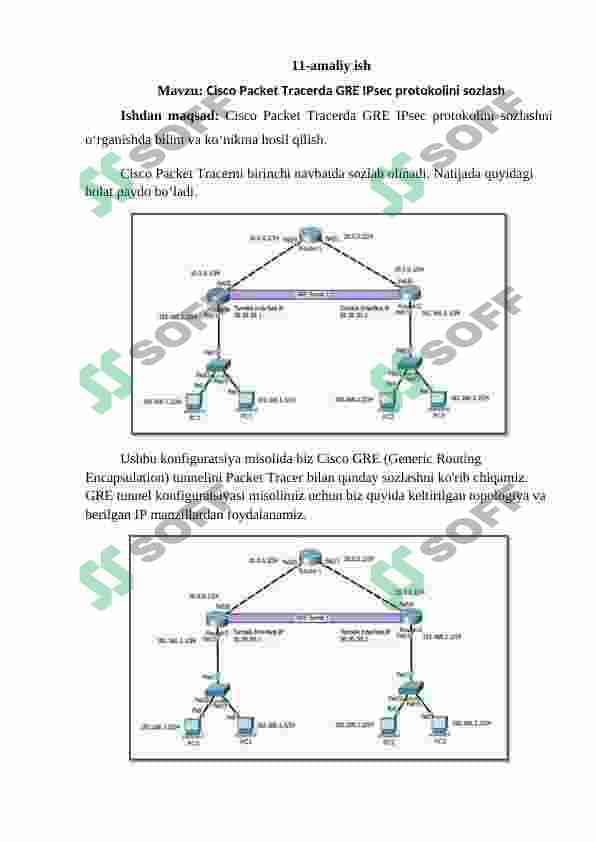 Cisco Packet Tracerda GRE IPsec protokolini sozlash. AAA protokolini TACACS+ va RADIUS yordamida sozlash 2