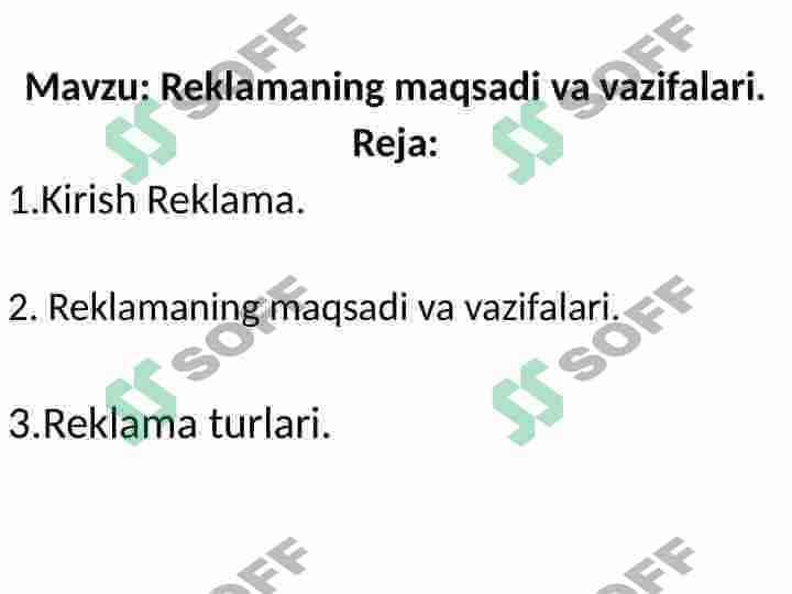 Reklamaning maqsadi va vazifalari 2