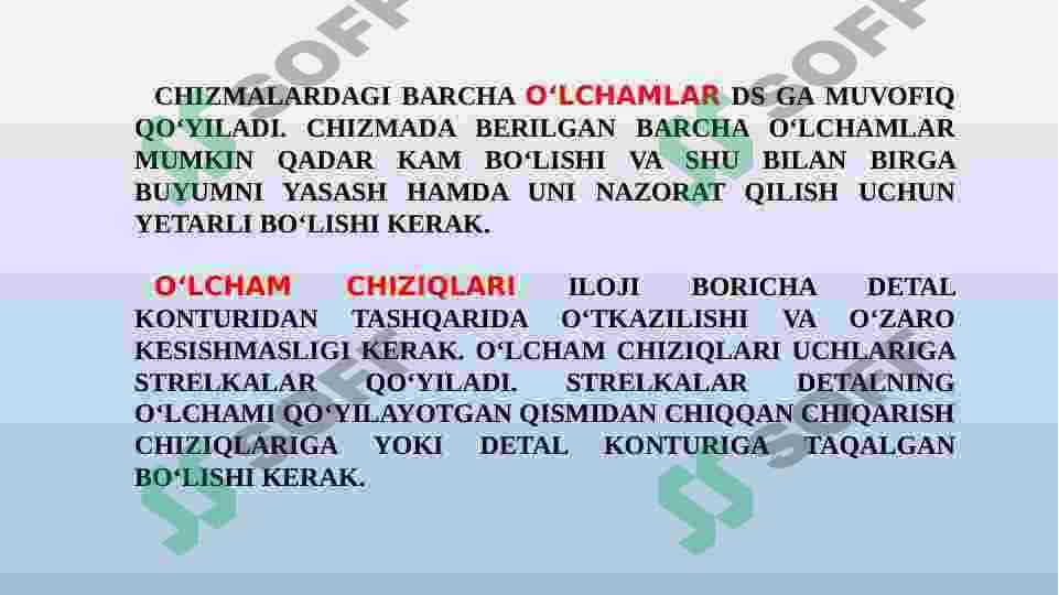 Detallarga o`lcham qo`yish 2