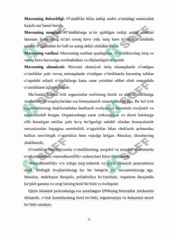 O‘simliklarning yuqori va past haroratga chidamliligi 2