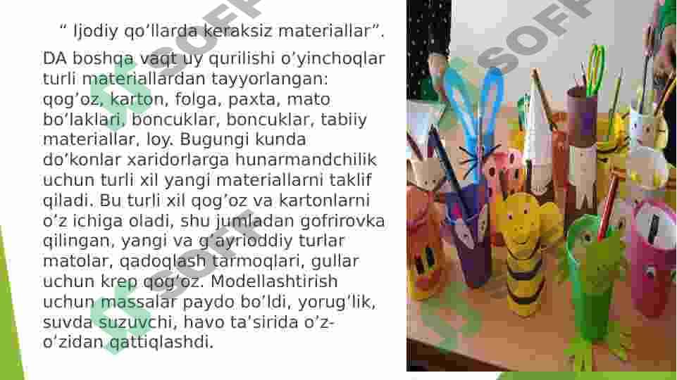 Chiqindi materiallardan buyumlar yasash 2