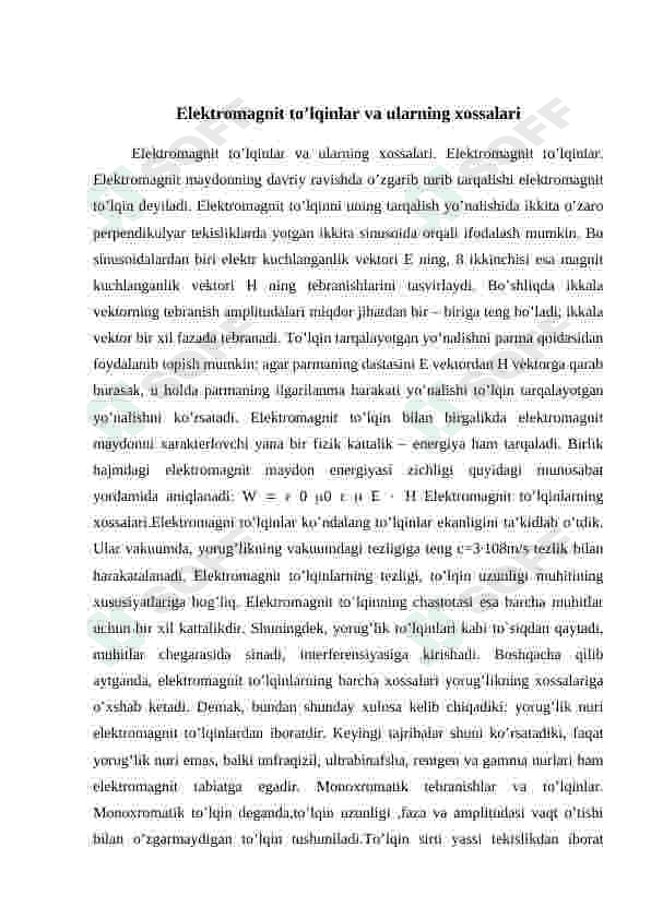 elektromagnit to'lqin nurlanishi 2