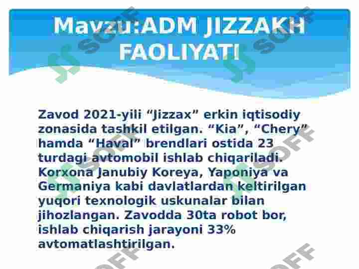 ADM JIZZAKH | ADM JIZZAX avtomobil zavodi 2