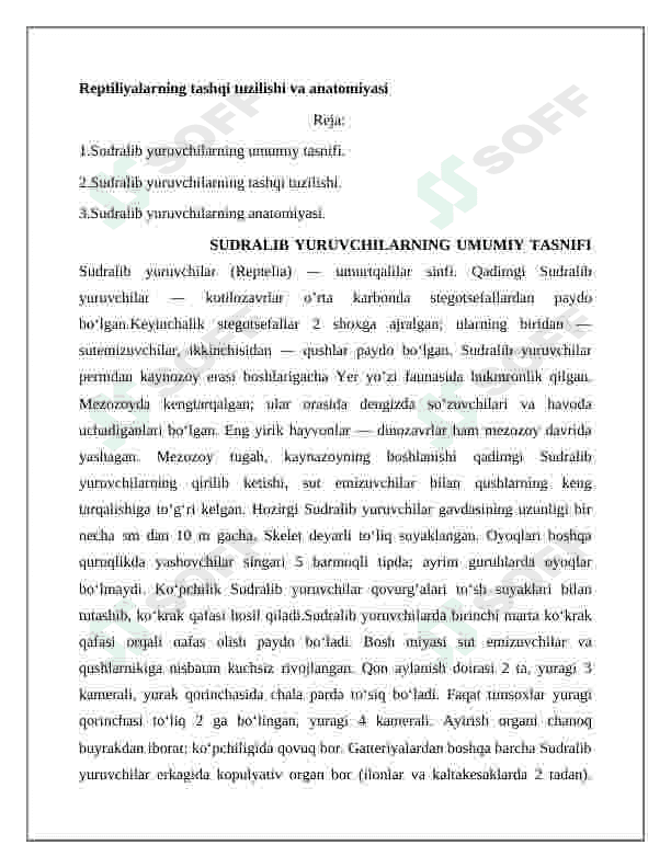 Reptiliyalarning tashqi tuzilishi va anatomiyasi 2