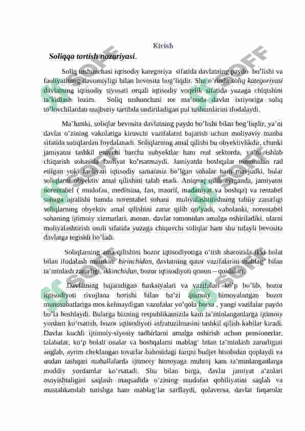 Soliq solish tamoyillari va soliq imtiyozlari 2