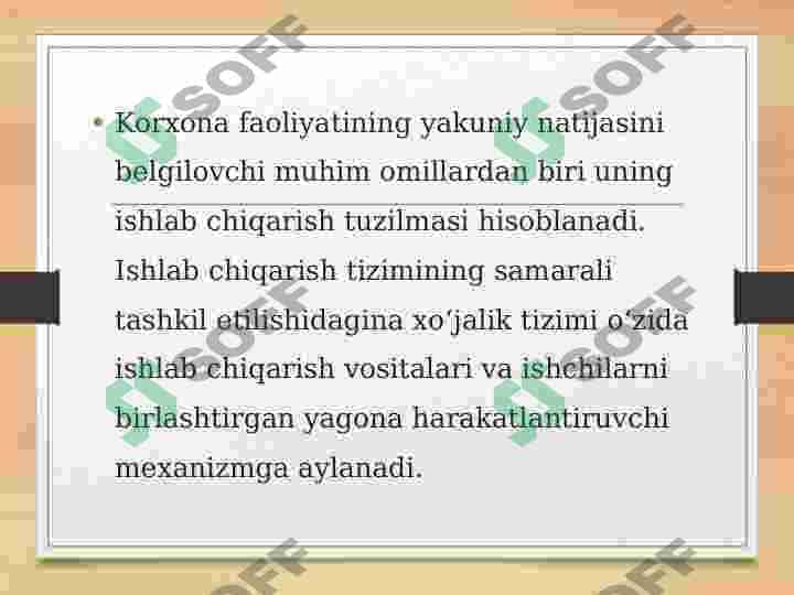 Korxona tuzilmasi va uni belgilovchi omillar 2