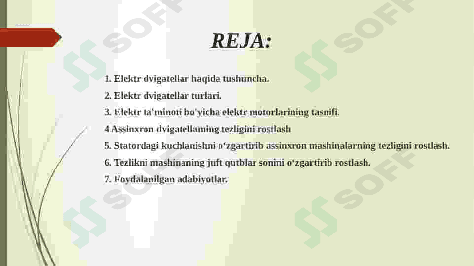 ELEKTR DVIGATELLAR ISHLATILISHI. sinxron va asinxron dvigatellar 2