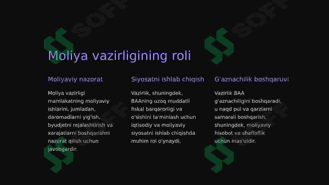 Birlashgan arab amirliklarining g’aznachilik tizmi haqida. BAA 2