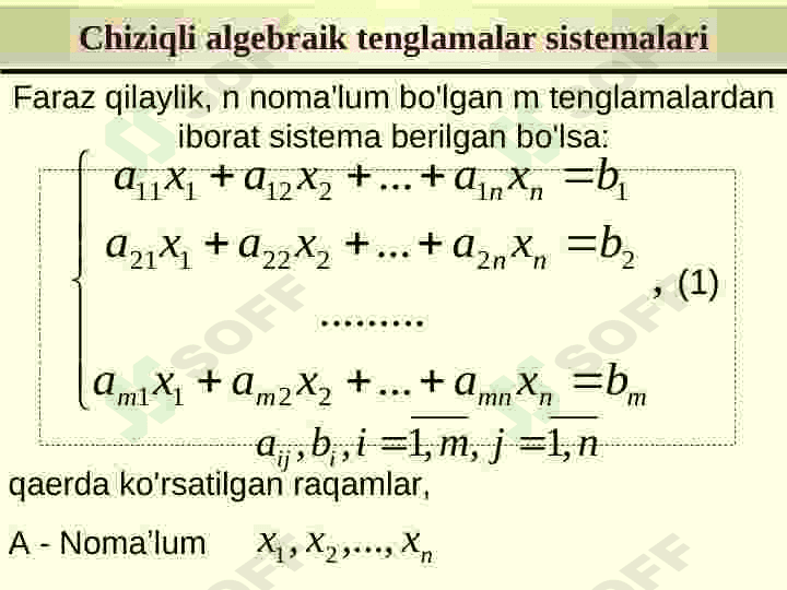 Chiziqli algebraik tenglamalar sistemasi 2