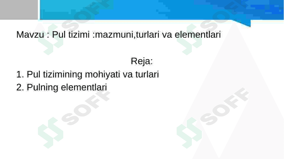 Pul tizimi mazmuni, turlari va elementlari 2