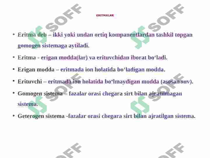 Eritmalarga doir masalalar ishlash 2