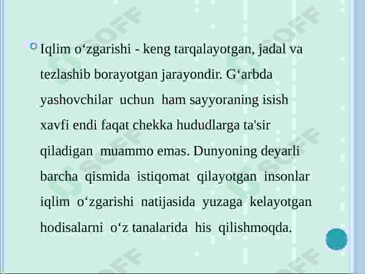 Yer yuzidagi global iqlim oʻzgarishi 2