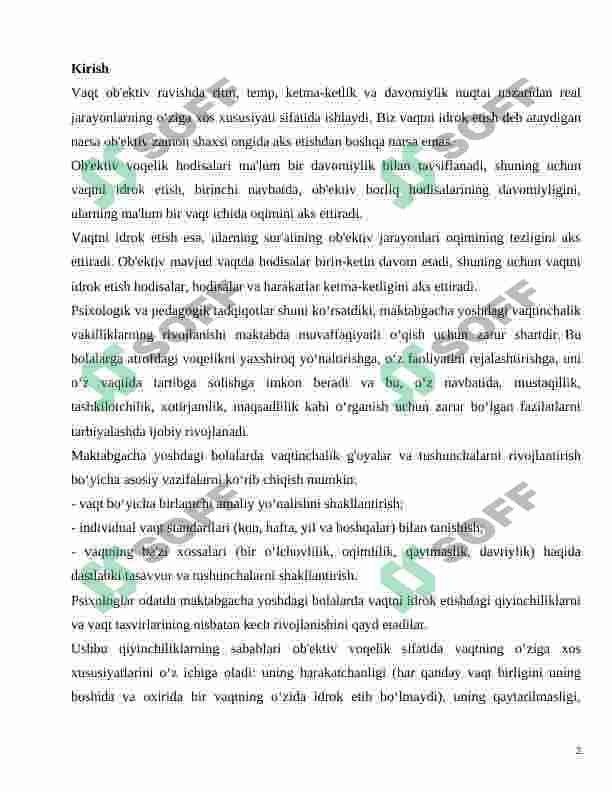 Bolalarni vaqtni chamalashga o'rgatish vazifalari 2
