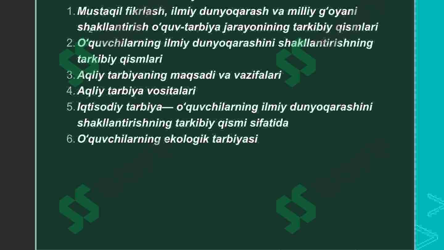 Mustaqil fikrlash va aqliy tarbiya. 2