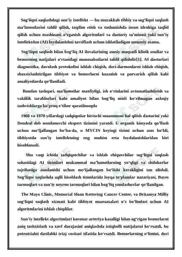 SUN’IY INTELEKT SOG’LIQNI SAQLASH SOHASIDA 2