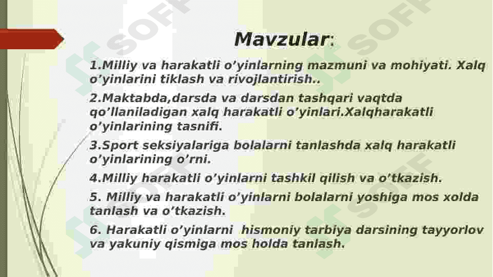 Milliy va harakatli o'yinlar. 2