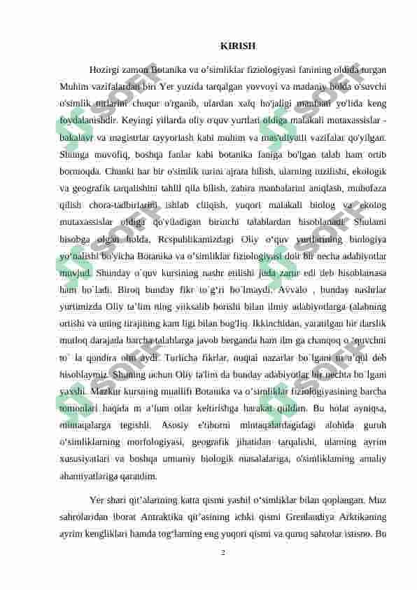 Oʻsimliklar morfologik belgilariga tashqi muhitning taʼsiri 2