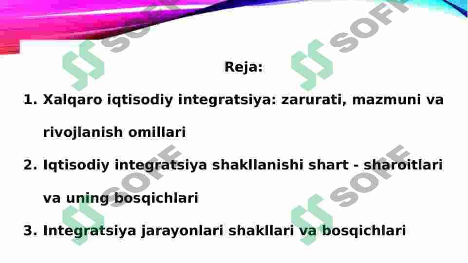 XALQARO IQTISODIY INTEGRATSIYA 2