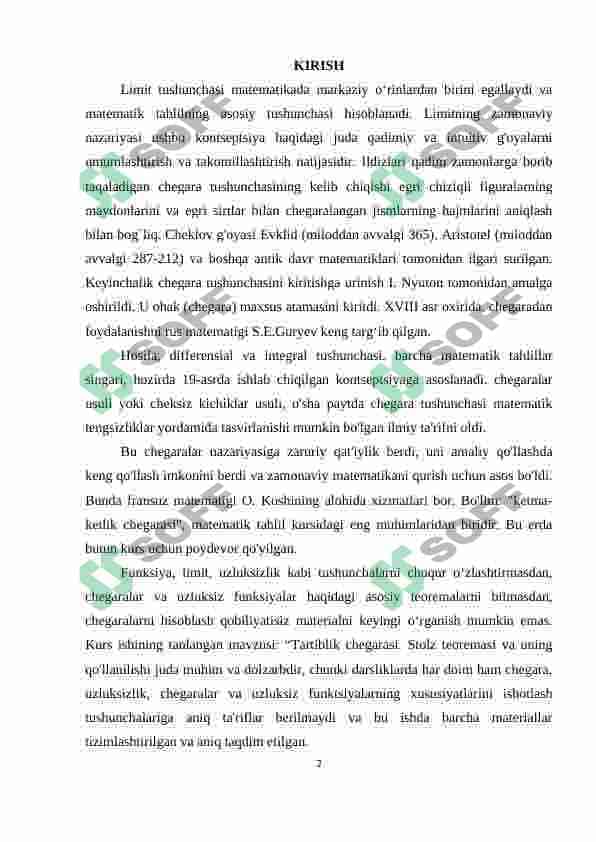 Bir tomonli limitlar. Ikkinchi ajoyib limit. 2
