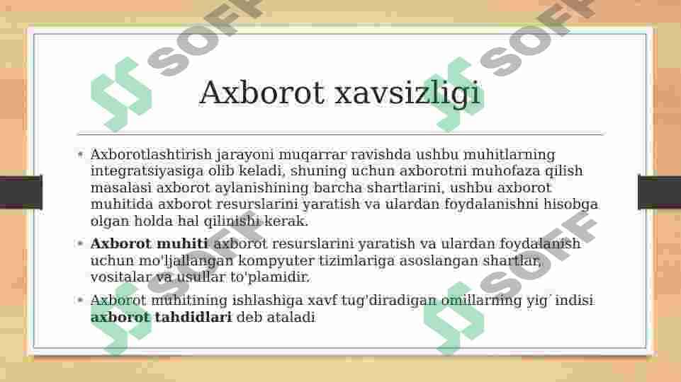Axborot xavsizligini taminlash. 2