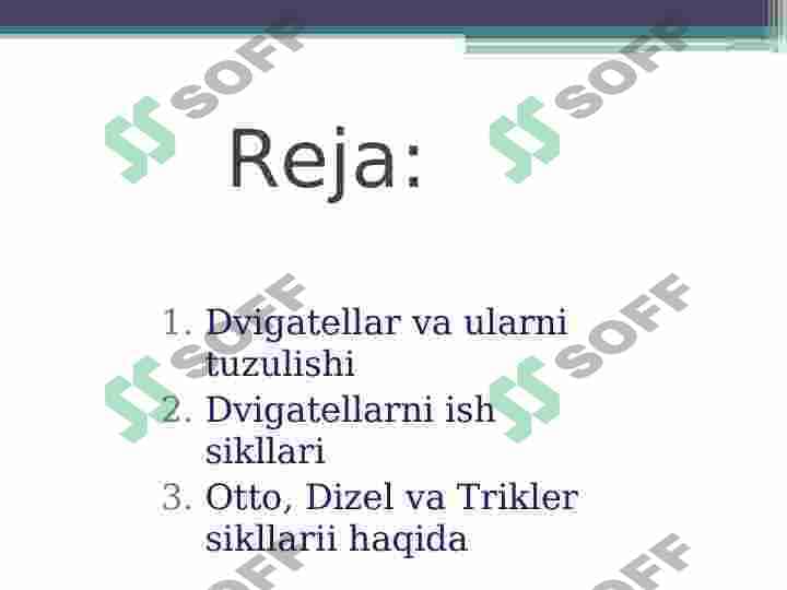 Dvigatellarining ishlash sikllari 2