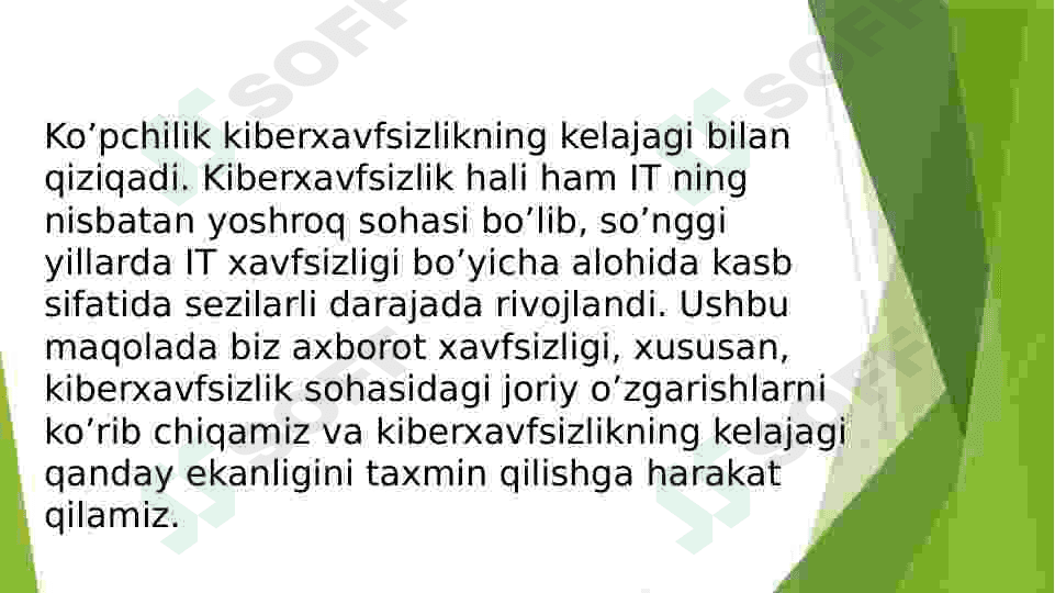 Kiberxafsizlik haqida to'liq taqdimot. 2