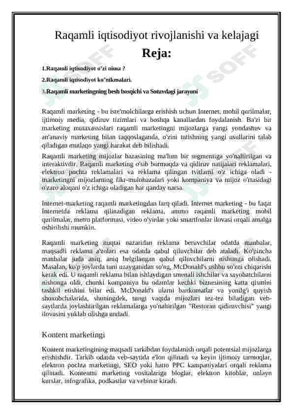 Raqamli marketing rivojlanishi 2