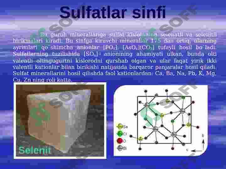 Sulfatlar sinfi minerallarini o'rganish 2