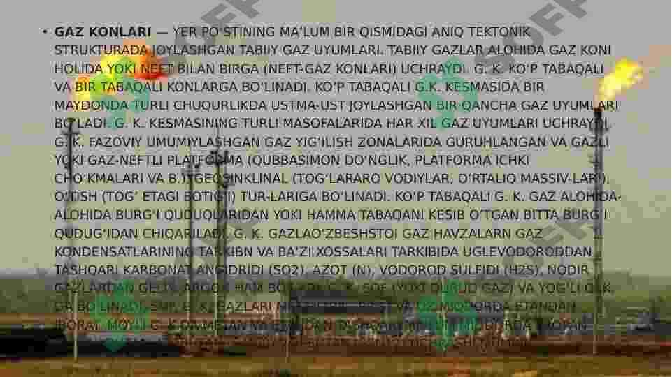 Gaz konlari. Tabiiy gazni qazib olish 2