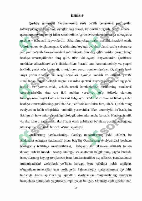 Qushlarning uchishga moslanish belgilari , uchish xillari 2