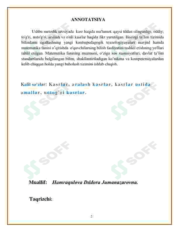 Aralash kasrlani qo`shish va ayirishga doir misollar yechish 2