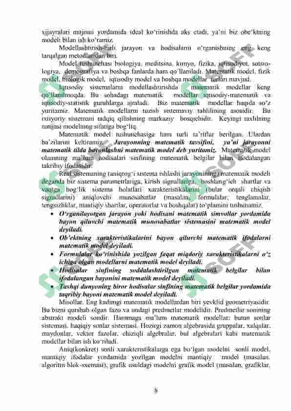 Model va Modellashtirish tushunchalari 2