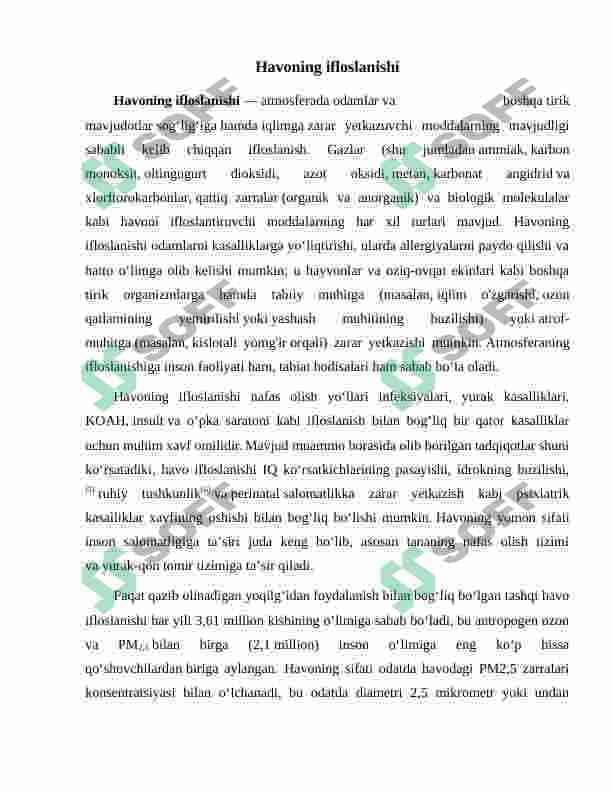 Atmasferaning Ifloslanish Muommolari. 2