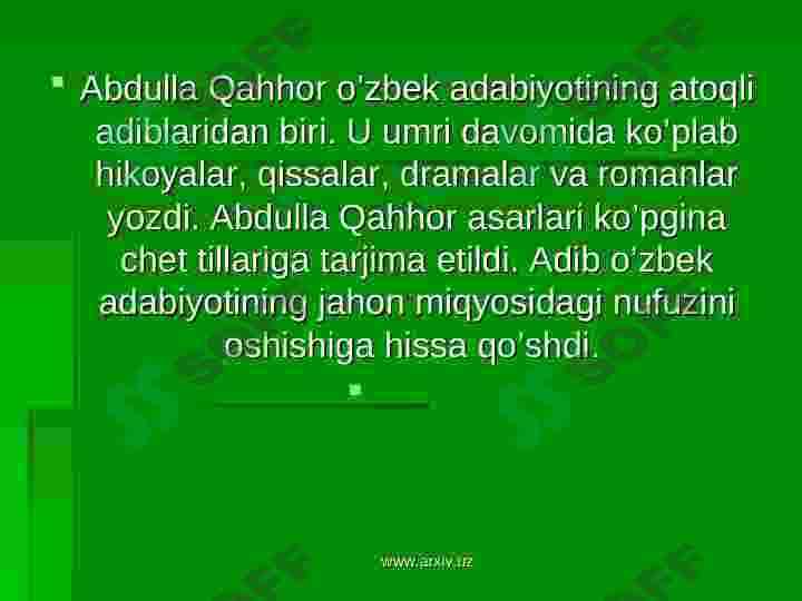 Abdulla Qahhor  (1907—1968) 3