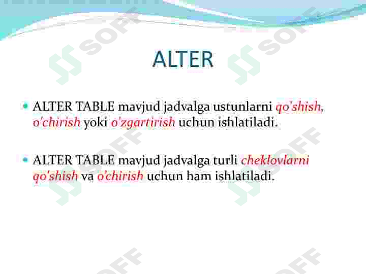 SQLtili yordamida ma‘lumotlarni tavsiflash. 3