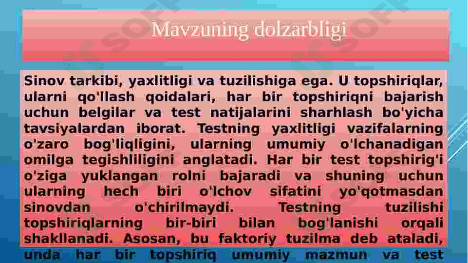 Test topshiriqlari turlari va ularning tavsifi 3