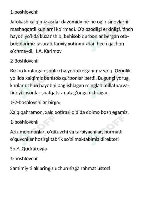9-may Xotira muqaddas ssenariy 3
