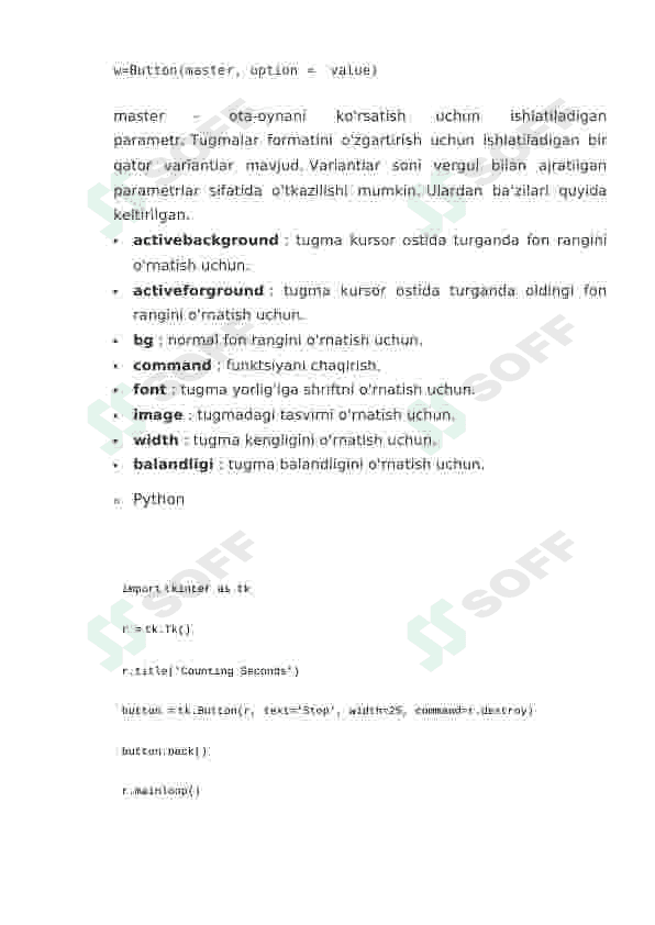 tkinter kutubxonasi haqida boshlang'ich ma'lumot 3