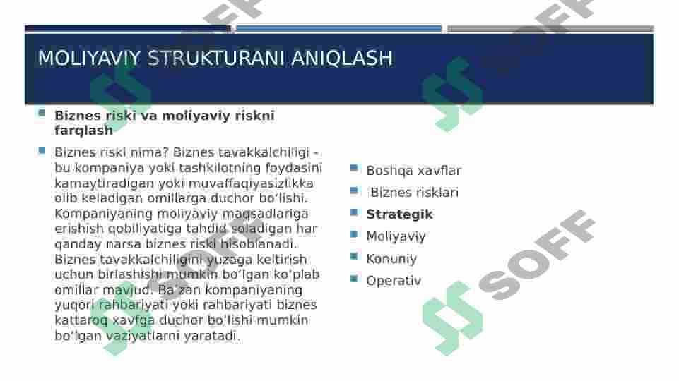 Moliyaviy strukturani aniqlash 3