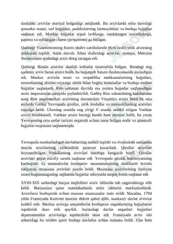 Arxivshunoslik fanining paydo bo’lishi tarixi. 3