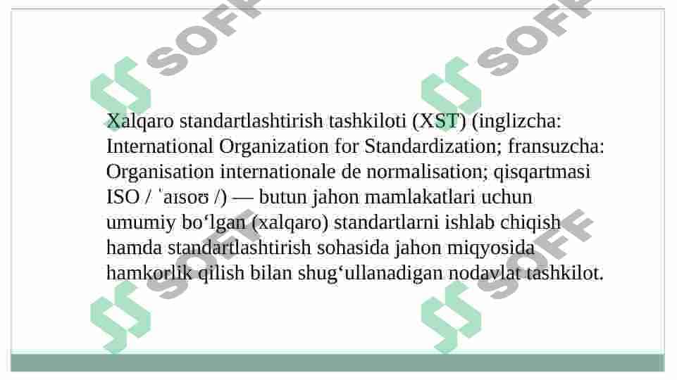 Metrologiya va standartlashtirish bo’yicha xalqaro tashkilotlar 3