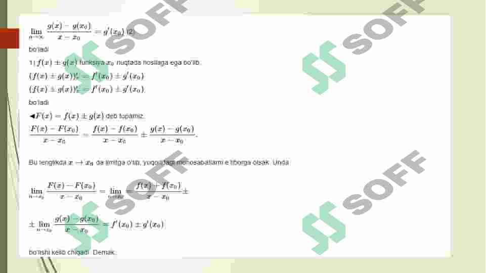 Matematika analizning elemintar matematikaga tadbiqi 3