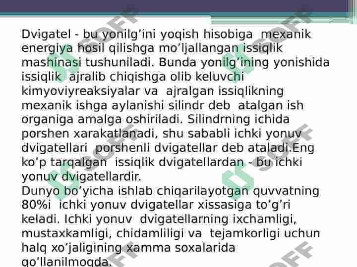 Dvigatellarining ishlash sikllari 3