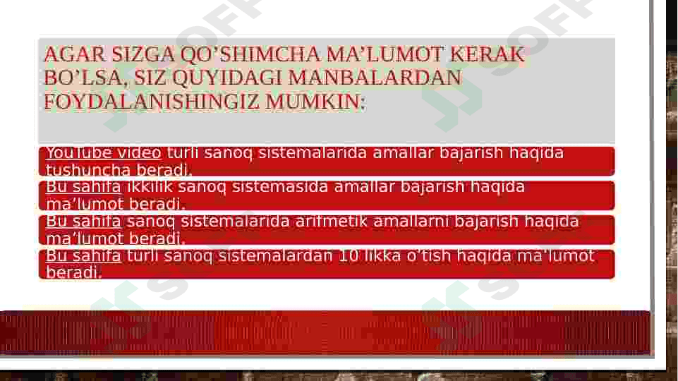 TURLI SANOQ SESTEMALARIDA AMALLAR BAJARISH 3